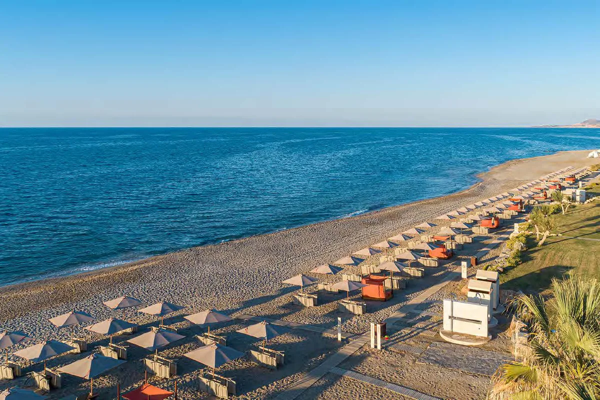 Aerial view of Aquila Rithymna Beach on the north coast of Crete