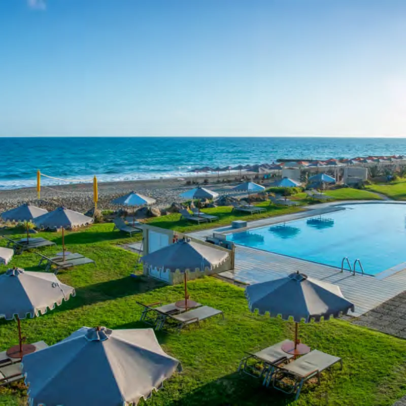 Pool and beachfront at Aquila Rithymna Beach