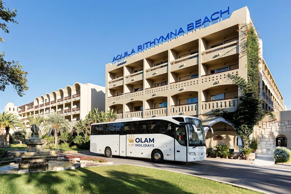 Olam Holidays organized coach transfer to Aquila Rithymna Beach in Crete