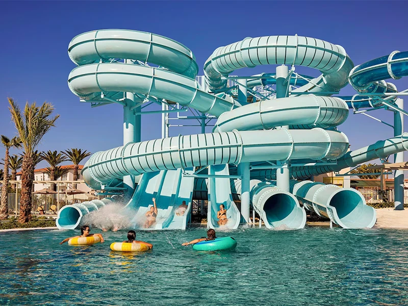 Central pool and waterpark at Aquila Rithymna Beach resort Crete